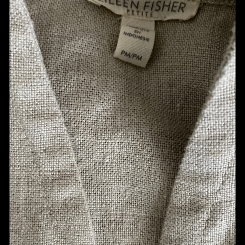 Eileen Fisher Beige Open-Front Linen Kimono Jacket - Picture 11 of 12